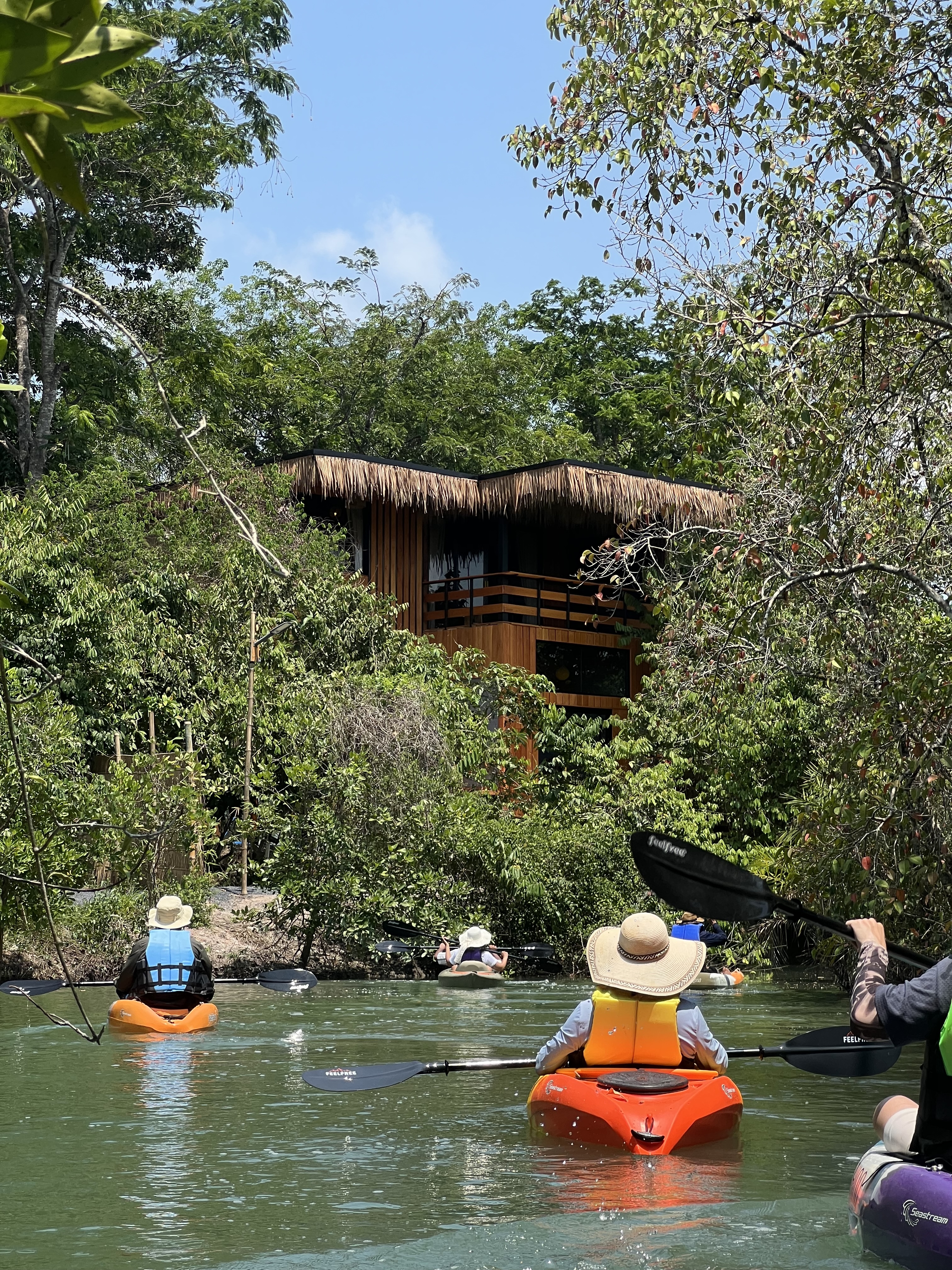Guest kayaking with THINN Lodge